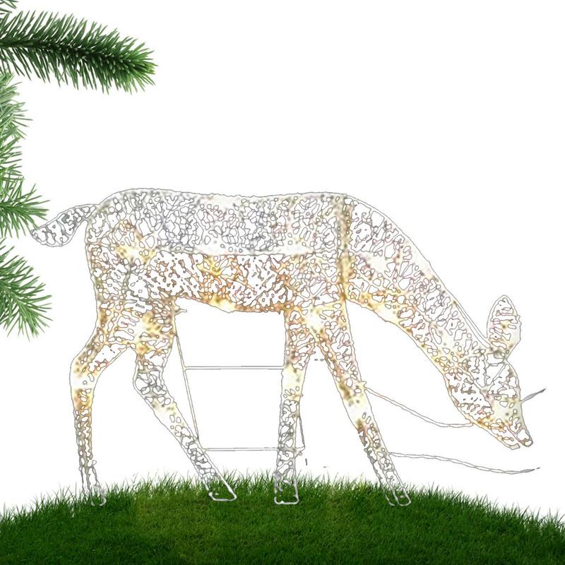 Lighting Decoration Stand - กวางเรนเดียร์ตกแต่งคริสต์มาสเทศกาล Weatherproof Lighted กวางสีขาวยืนกวางไฟแบตเตอรี่เทศกาลไฟสนามหญ้า