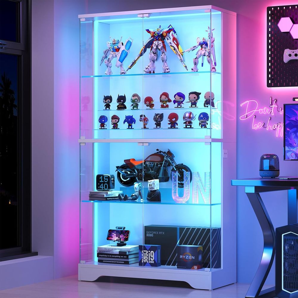 Lighting & Home Decor Studio - ตู้โชว์กระจก 4 ชั้น พร้อมไฟ RGB ควบคุมด้วยเซ็นเซอร์ตรวจจับความเคลื่อนไหว