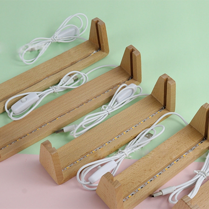 Lighting Decoration Stand - 5/6/7/8/10 นิ้วไม้ U-Shape ฐานไฟ LED สีขาว/WARM