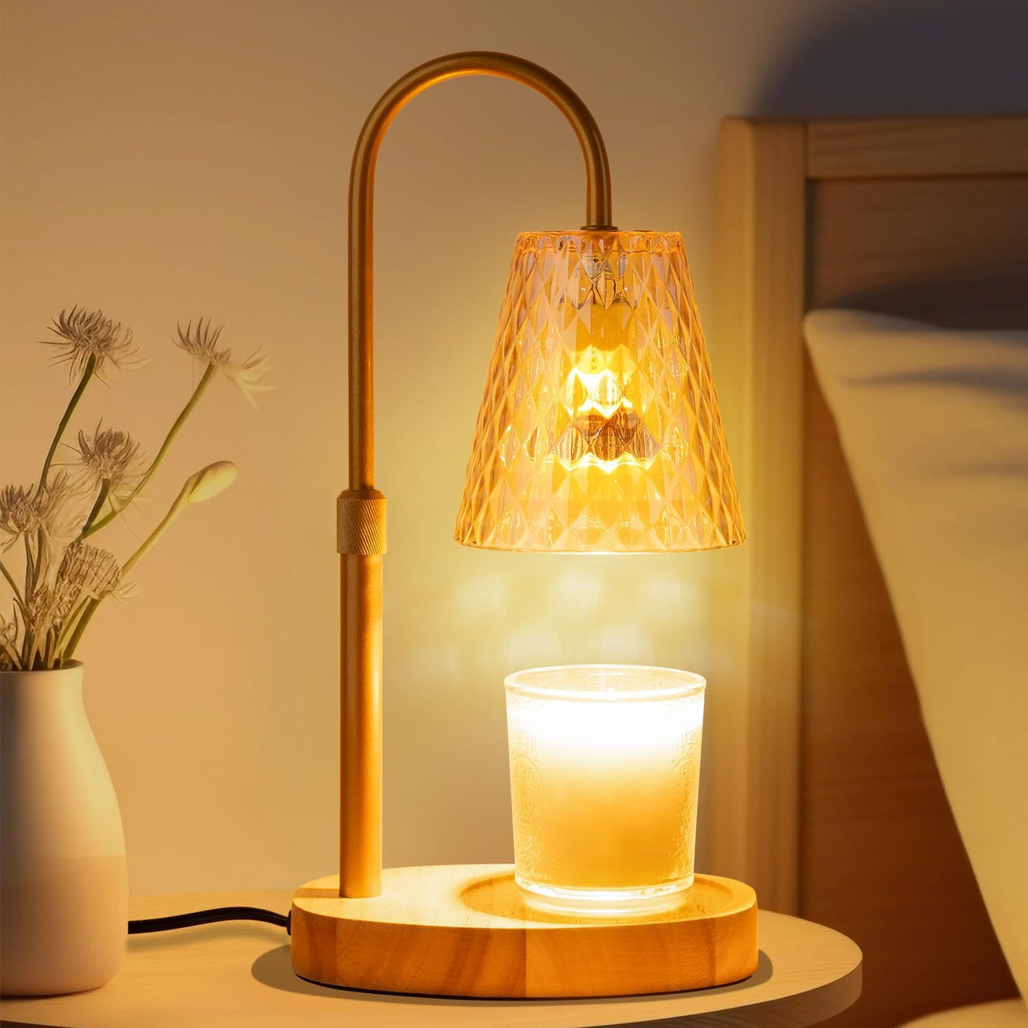 Lighting Decor For Living Room - โคมไฟอุ่นเทียนไร้เปลวไฟ พร้อมโคมแก้ว แสงเทียนหอมสไตล์วินเทจ ตกแต่งโต๊ะทำงาน