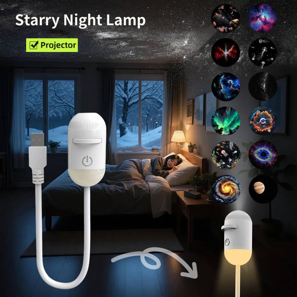 Lighting Decoration In Bedroom - โปรเจคเตอร์ดาวกาแล็กซี่ขนาดเล็ก ไฟกลางคืน แสงดาวเต็มท้องฟ้า โคมไฟสร้างบรรยากาศในรถยนต์ ไฟโปรเจคเตอร์ USB
