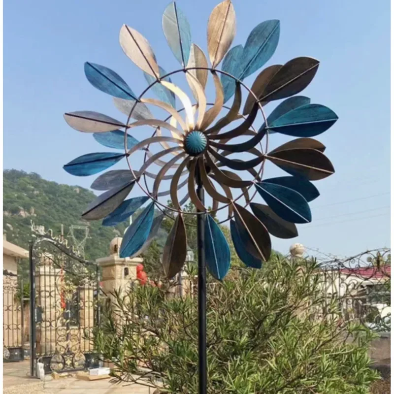 Lighting Decoration Stand - สนามหญ้ากลางแจ้งยืนเครื่องประดับเหล็กที่มีสีสัน Big Pinwheel สวนลานพลังงานแสงอาทิตย์ไฟหมุนเรืองแสง Windmill Decor