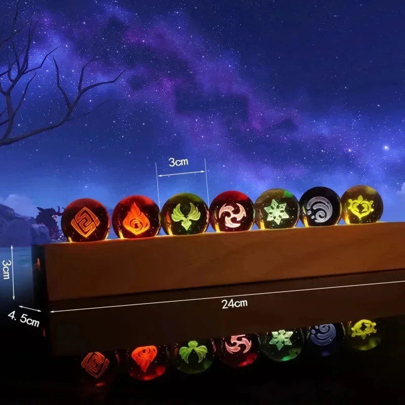 Elements Lighting Decor - เกม Genshin Impact คริสตัลบอลรูป Night Light