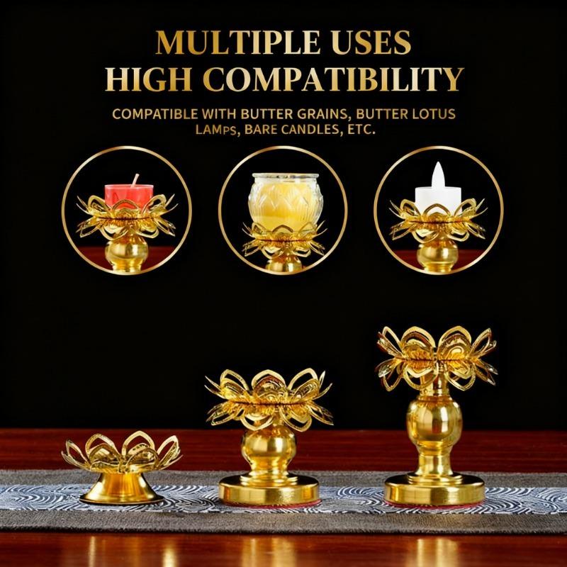 Lighting Decoration For Diwali - เชิงเทียนทองเหลืองลายดอกบัว 2 ชิ้น สำหรับเทศกาลดิวาลี โคมไฟอินเดีย ที่วางโคมไฟน้ำมันตกแต่งดอกไม้
