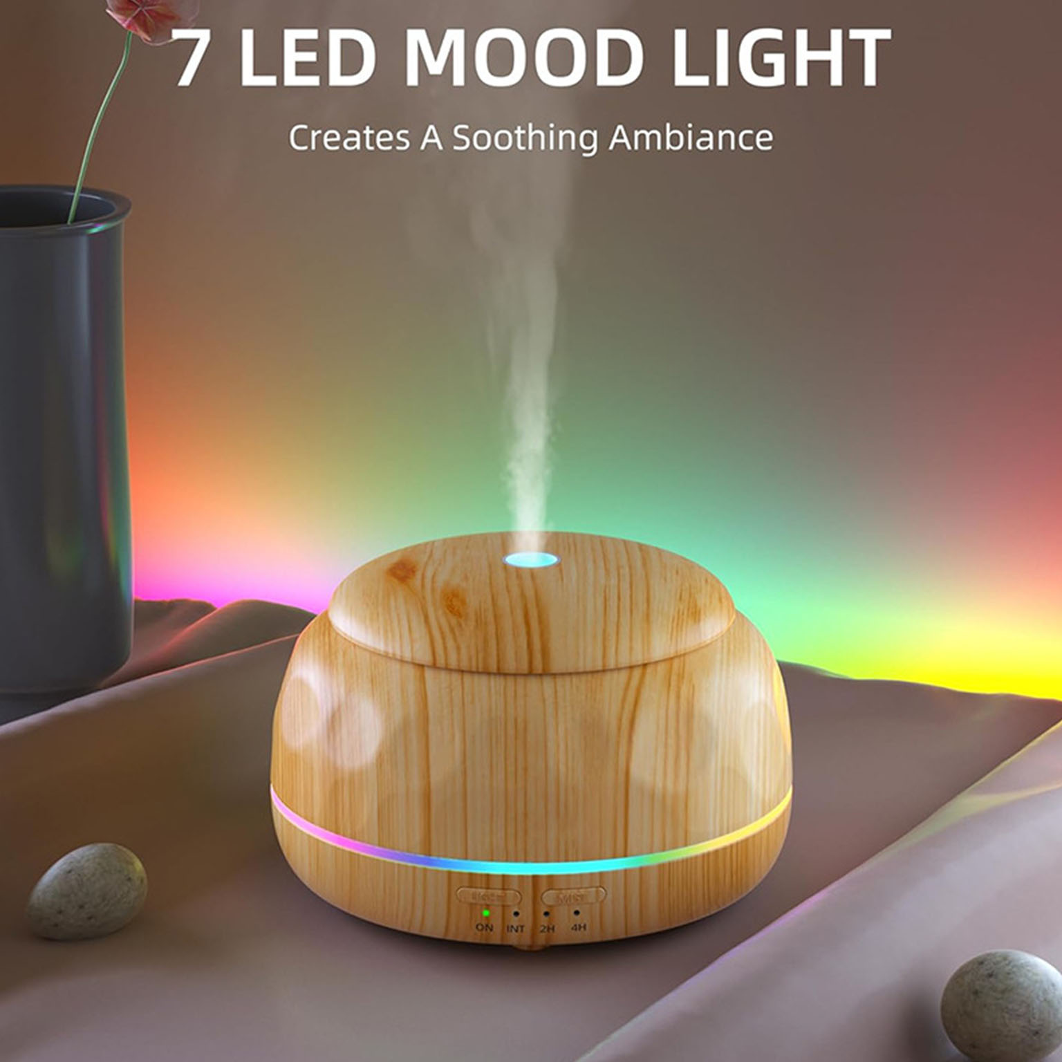 Lighting & Home Decor Studio - เครื่องกระจายกลิ่นน้ำมันหอมระเหย เครื่องเพิ่มความชื้นในอากาศ สำหรับห้องพัก พร้อมรีโมทตั้งเวลา ระบบอัลตราโซนิก ไฟ