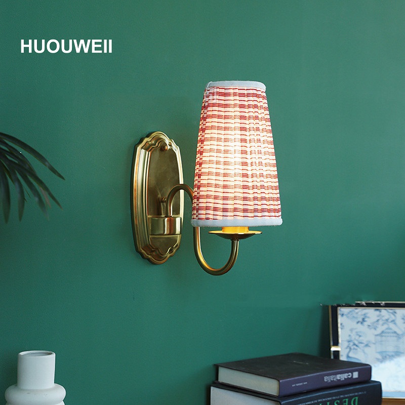 Elements Lighting Decor - โคมไฟติดผนังผ้าสไตล์เรโทร สีบรอนซ์ ลายอวกาศ สำหรับห้องนอน โคมไฟข้างเตียง โคมไฟตกแต่งผนังทางเดิน