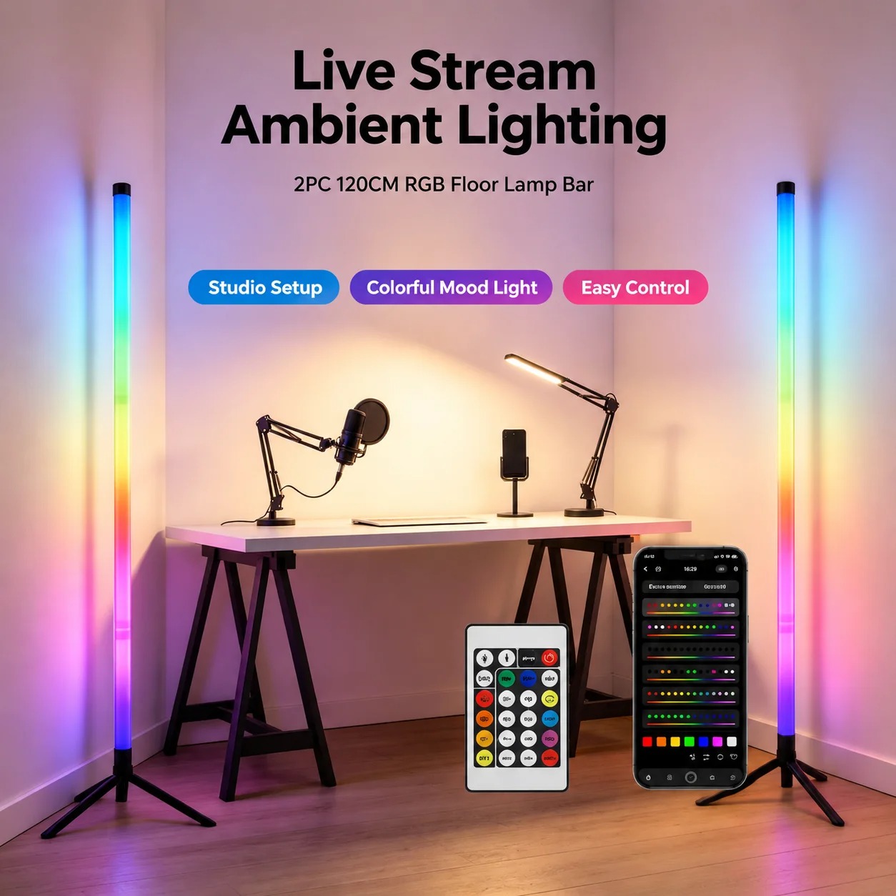 โคมไฟตั้งพื้นแบบมุม RGB LED 2  - Lighting Decoration In Bedroom บทวิจารณ์และราคา