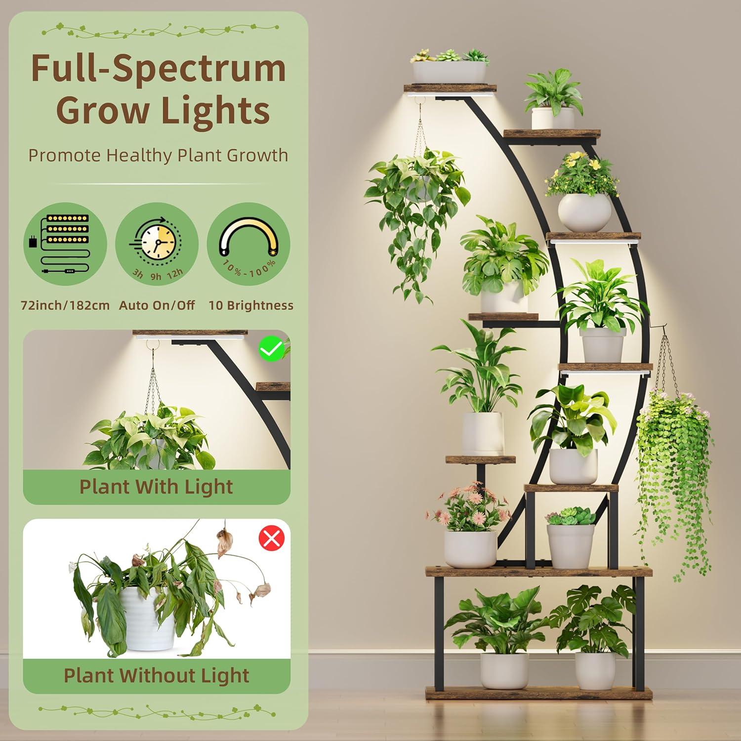 ชั้นวางต้นไม้ในร่มพร้อมไฟปลูกต - Lighting Decoration Stand บทวิจารณ์และราคา
