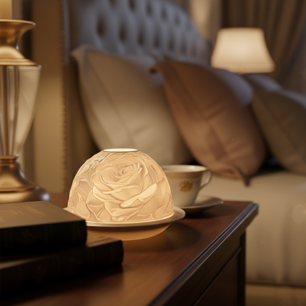 เชิงเทียนพอร์ซเลนลายกุหลาบสุดห - Lighting Decor For Living Room บทวิจารณ์และราคา