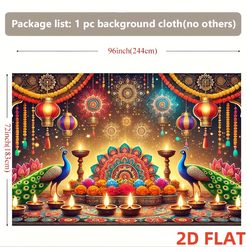 ผ้าแขวนผนังลายโคมไฟนกยูงเทศกาล - Lighting Decoration For Diwali บทวิจารณ์และราคา