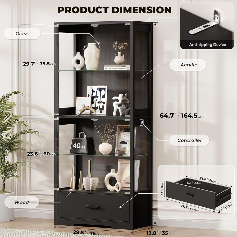 ตู้โชว์กระจก 4 ชั้น พร้อมชั้นว - Lighting & Home Decor Studio บทวิจารณ์และราคา