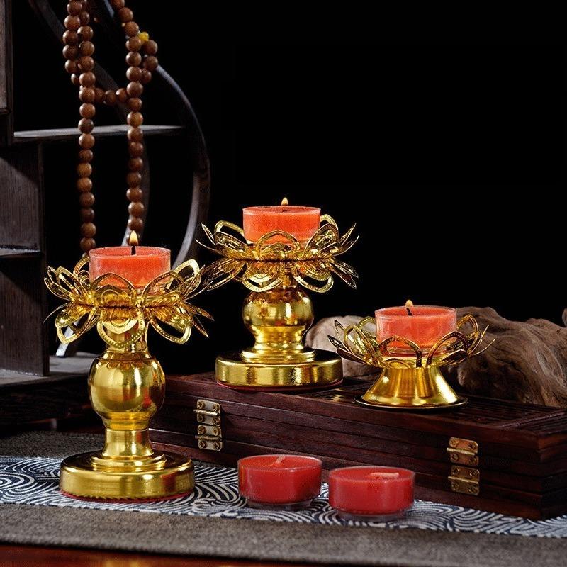 เชิงเทียนทองเหลืองลายดอกบัว 2  - Lighting Decoration For Diwali บทวิจารณ์และราคา