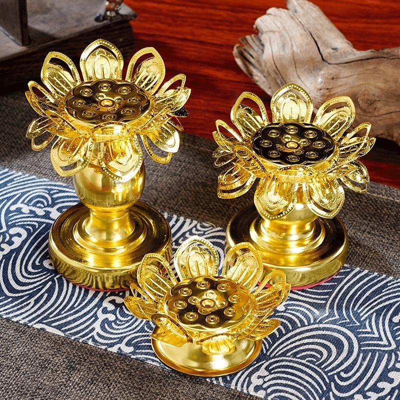 เชิงเทียนทองเหลืองลายดอกบัว 2  - Lighting Decoration For Diwali บทวิจารณ์และราคา