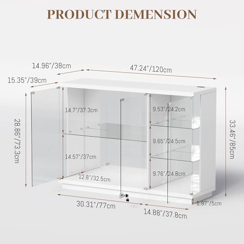 ตู้โชว์กระจกพร้อมกุญแจและไฟ LE - Lighting & Home Decor Studio บทวิจารณ์และราคา